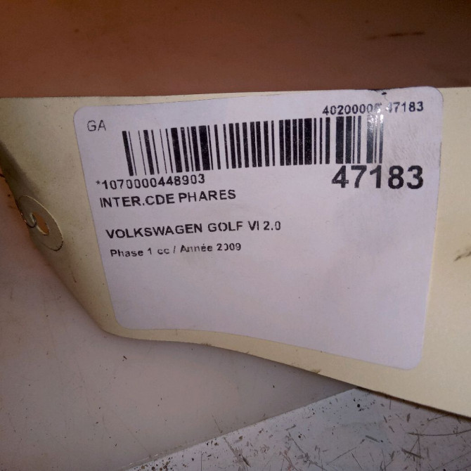 Interrupteur commande de phares occasion VOLKSWAGEN GOLF VI Phase 1 10-2008->04-2013 2.0 TDI 110ch 1K0953513H9B9 4