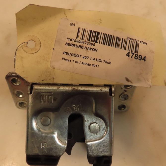 Serrure hayon occasion PEUGEOT 207 Phase 1 04-2006->06-2013 1.4 HDI 70ch 8719G5 4