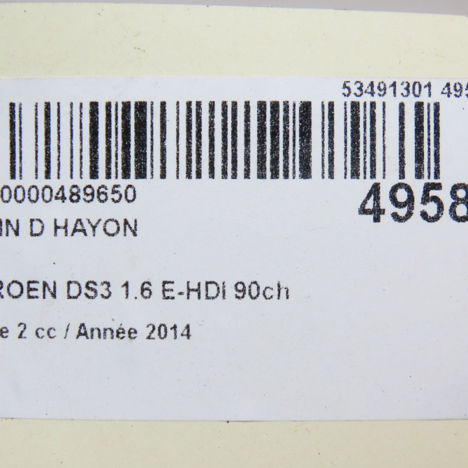 Verin droit hayon occasion CITROEN DS3 Phase 1 04-1995->04-1999 1.6 E-HDI 90ch 9809821380 3