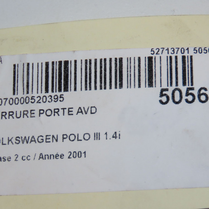Serrure porte avd occasion VOLKSWAGEN POLO III Phase 2 11-1999->12-2001 1.4i 8v 60ch 6N1837016E 5