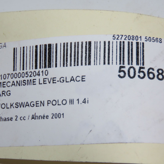 Mecanisme leve-glace arrière gauche occasion VOLKSWAGEN POLO III Phase 2 11-1999->12-2001 1.4i 8v 60ch 6N4839401C 4