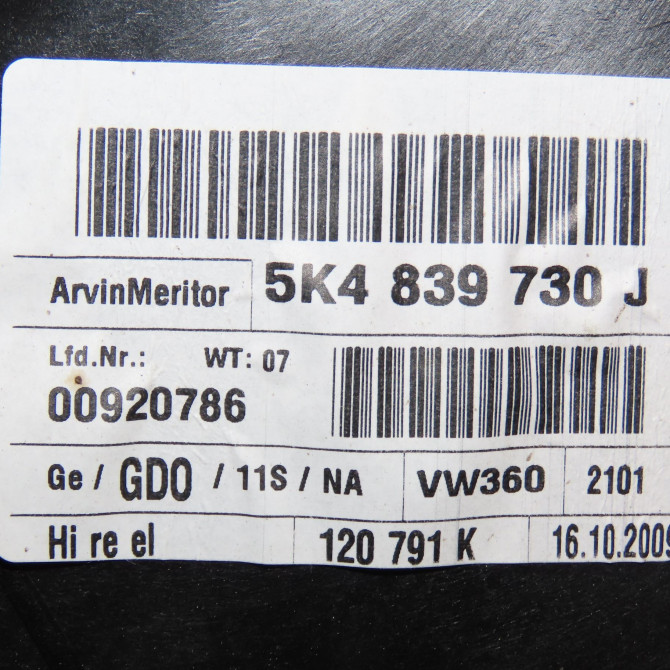 Mecanisme+moteur leve-glace ard occasion VOLKSWAGEN GOLF VI Phase 1 10-2008->04-2013 2.0 TDI 110ch 5K4839462 6