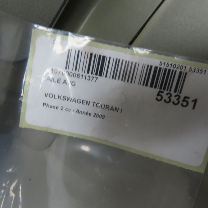 Aile avant gauche occasion VOLKSWAGEN TOURAN I Phase 2 11-2006->09-2010 2.0TDi 16v 140ch 1T0821021B 6