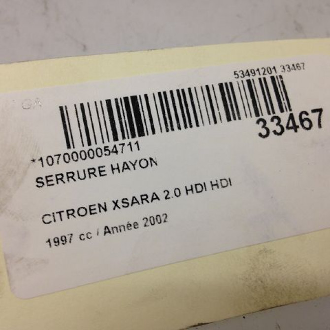 Serrure hayon occasion CITROEN XSARA Phase 2 09-2000->12-2005 2.0 HDi 110ch 871972 5