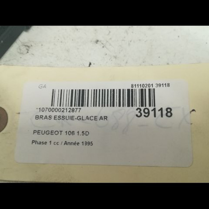 Bras essuie-glace arrière occasion PEUGEOT 106 Phase 1 09-1991->04-1996 1.5D 2