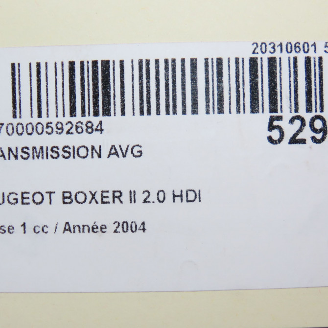 Transmission avant gauche occasion PEUGEOT BOXER II Phase 1 02-2002->06-2006 2.0 HDI 85ch 3272CH 6