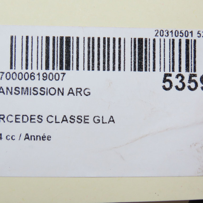 Transmission arrière gauche occasion MERCEDES CLASSE GLA Phase 1 01-2014->... 2463509500 7