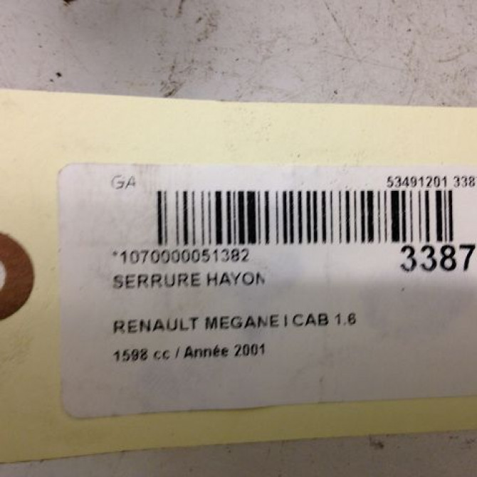 Serrure hayon occasion RENAULT MEGANE I Phase 2 03-1999->06-2003 1.6 16v 7700827599 3