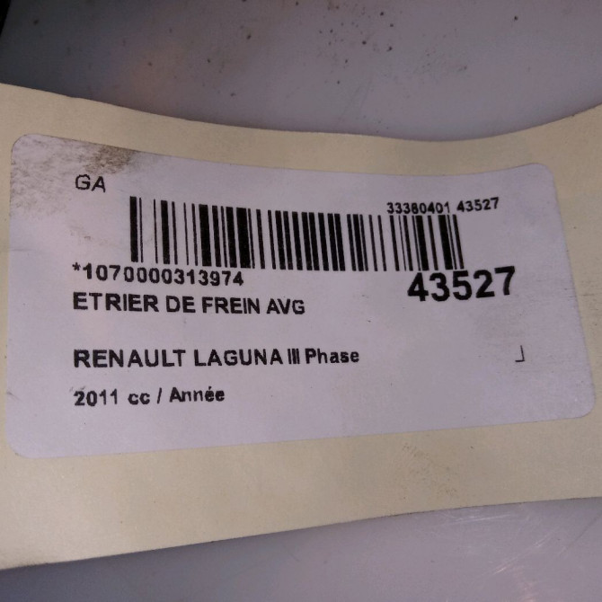 Etrier de frein avant gauche occasion RENAULT LAGUNA III Phase 2 11-2010->03-2013 1.5 DCI 8v 110ch 410110002R 4