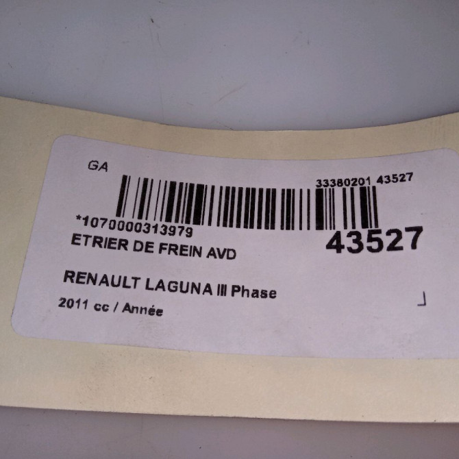Etrier de frein avant droit occasion RENAULT LAGUNA III Phase 2 11-2010->03-2013 1.5 DCI 8v 110ch 410010002R 4