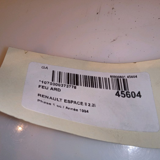 Feu arrière droit occasion RENAULT ESPACE II Phase 1 04-1991->02-1995 2.2i 110ch 4