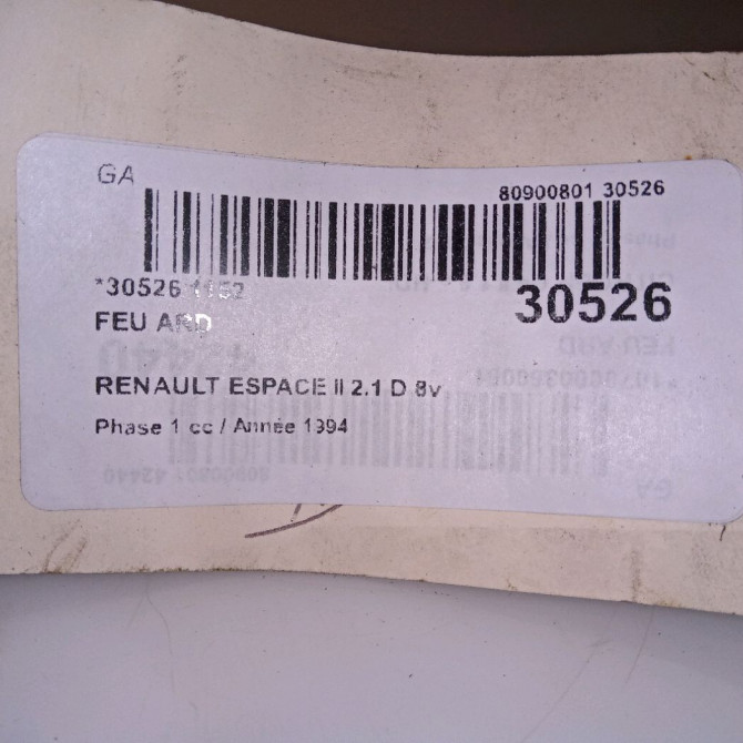 Feu arrière droit occasion RENAULT ESPACE II Phase 1 04-1991->02-1995 2.1 D 8v 90ch 4