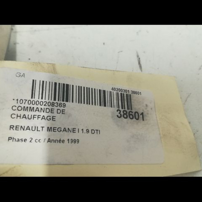Commande de chauffage occasion RENAULT MEGANE I Phase 2 03-1999->06-2003 1.9 DTI 7701209442 3