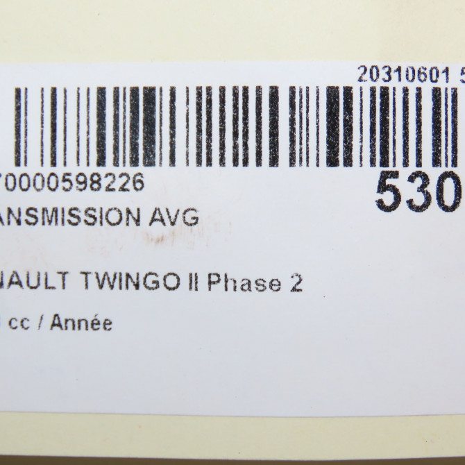 Transmission avant gauche occasion RENAULT TWINGO II Phase 2 12-2011->12-2014 8201236077 7