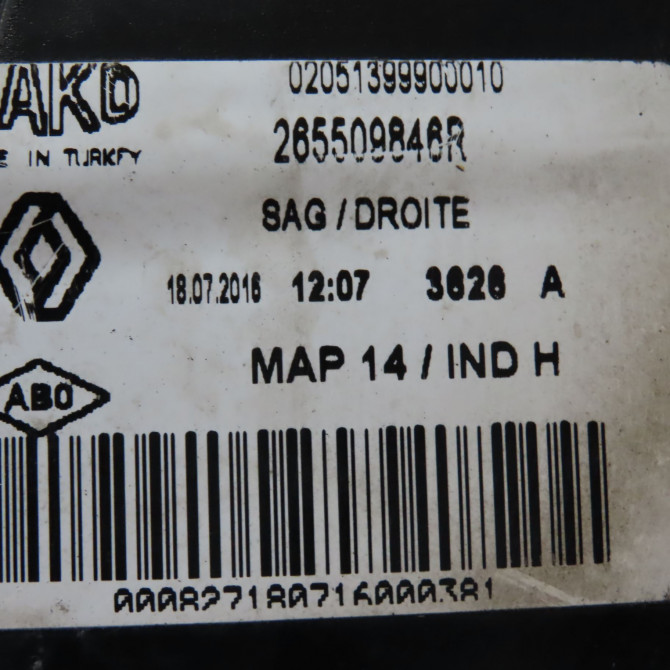 Feu arrière droit occasion RENAULT CLIO IV Phase 2 08-2016->... 1.5 DCI 75ch 265509846R 4