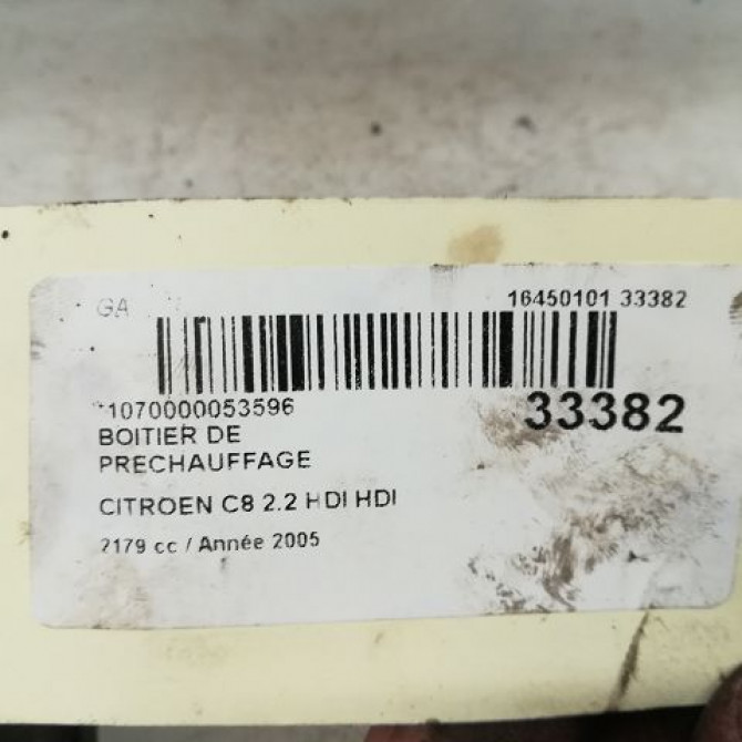 Boitier de préchauffage occasion CITROEN C8 Phase 1 06-2002->... 2.2 HDi 16v 130ch 598138 4