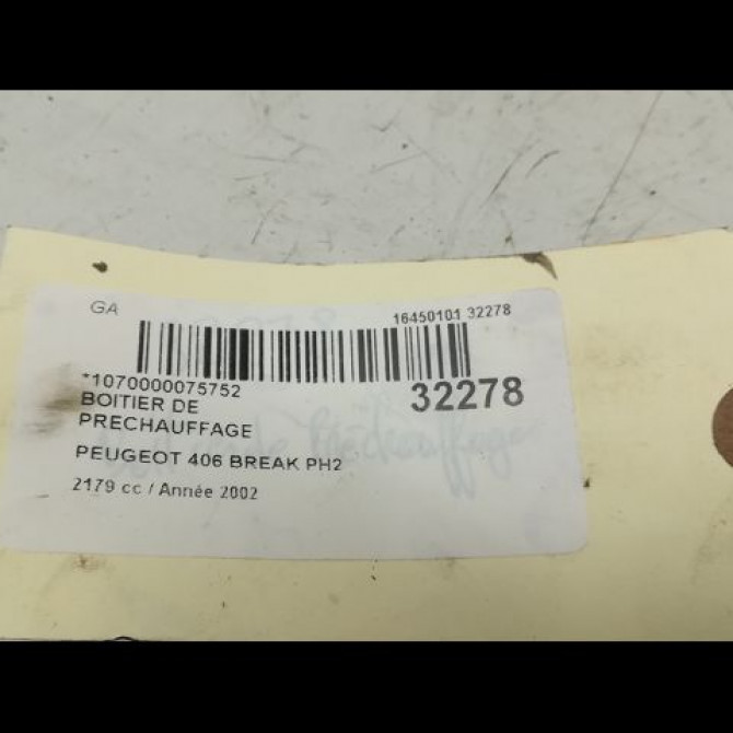 Boitier de préchauffage occasion PEUGEOT 406 Phase 2 04-1999->04-2004 598138 5