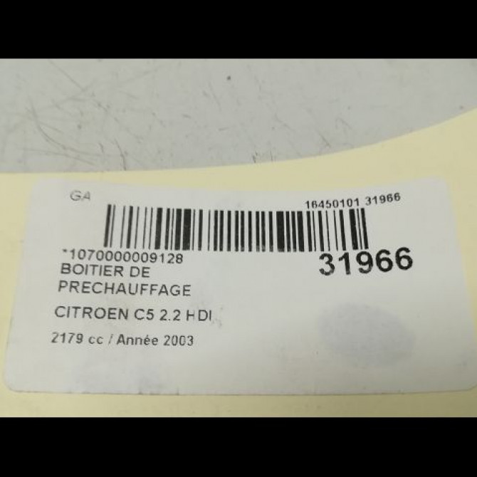 Boitier de préchauffage occasion CITROEN C5 I Phase 1 03-2001->09-2004 2.2 HDi 598138 5
