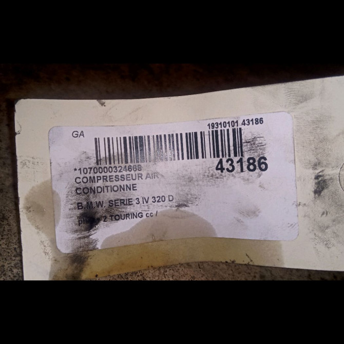 Compresseur air conditionne occasion B.M.W. SERIE 3 IV Phase 1 04-1995->04-1999 320 D 150ch 64529145353 6