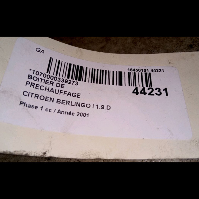 Boitier de préchauffage occasion CITROEN BERLINGO I Phase 1 09-1996->11-2002 1.9 D 598138 3