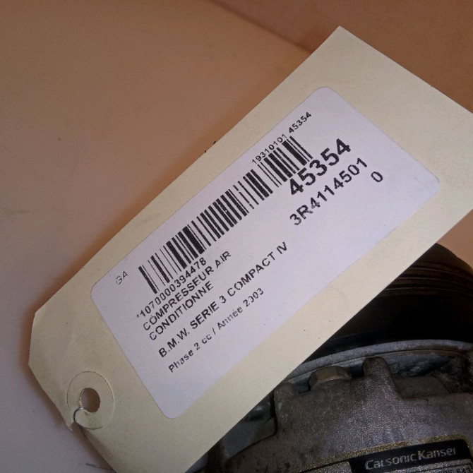 Compresseur air conditionne occasion B.M.W. SERIE 3 COMPACT IV Phase 2 03-2003->12-2004 320 TD 149ch 64529145353 7