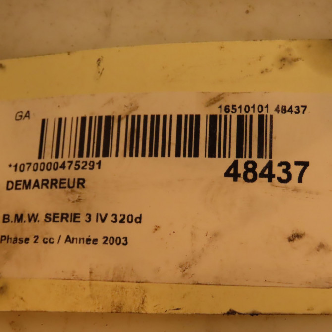 Démarreur occasion B.M.W. SERIE 3 IV Phase 2 09-2001->03-2005 320d 12417787356 5