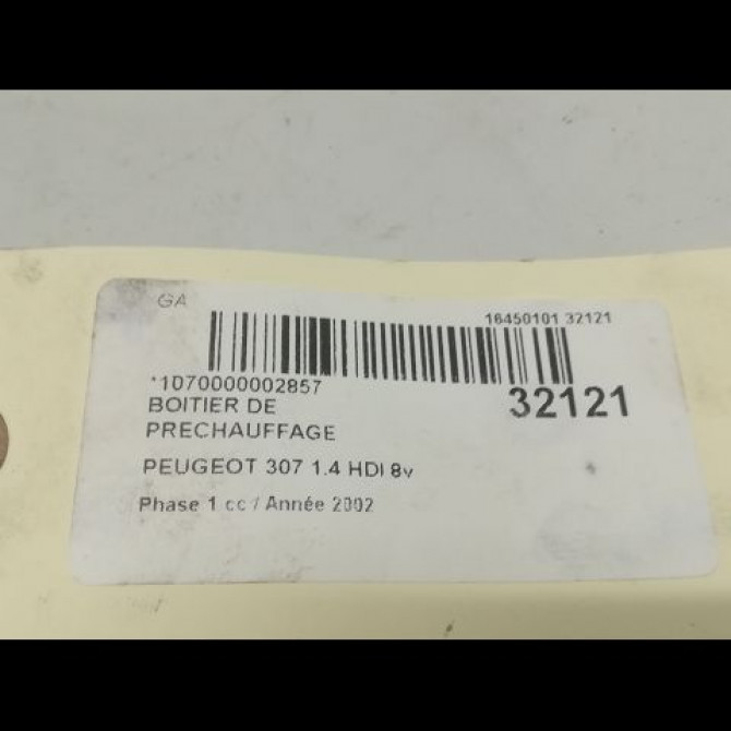 Boitier de préchauffage occasion PEUGEOT 307 Phase 1 04-2001->06-2005 1.4 HDI 8v 70ch 598138 4