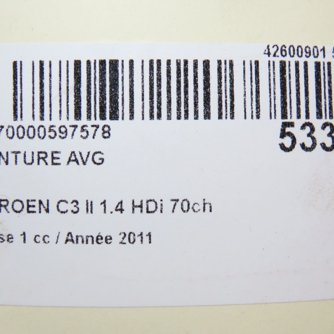Ceinture avant gauche occasion CITROEN C3 II Phase 1 11-2009->02-2013 1.4 HDi 70ch 96771569XX 5