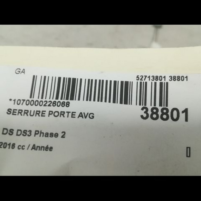Serrure porte avg occasion DS DS3 Phase 2 06-2014->... 9800625280 4