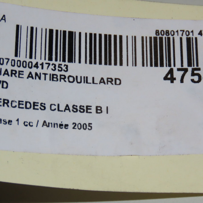 Phare antibrouillard avant droit occasion MERCEDES CLASSE B I Phase 1 06-2005->04-2008 B200CDI 140ch 2518200856 6