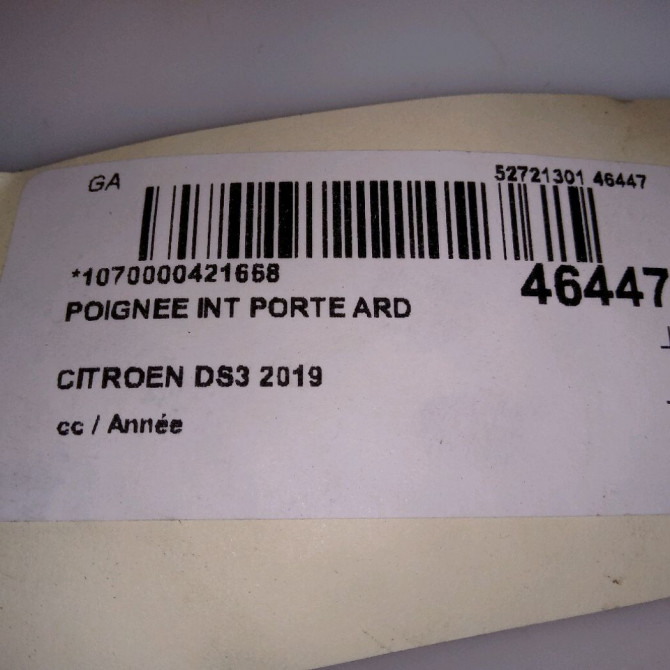 Poignee int porte ard occasion CITROEN DS3 98201552VV 4