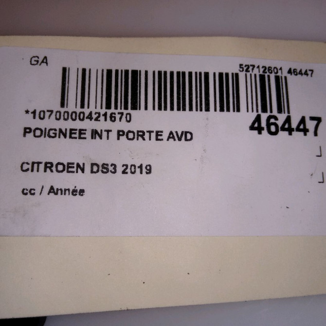 Poignee int porte avd occasion CITROEN DS3 98201552VV 4