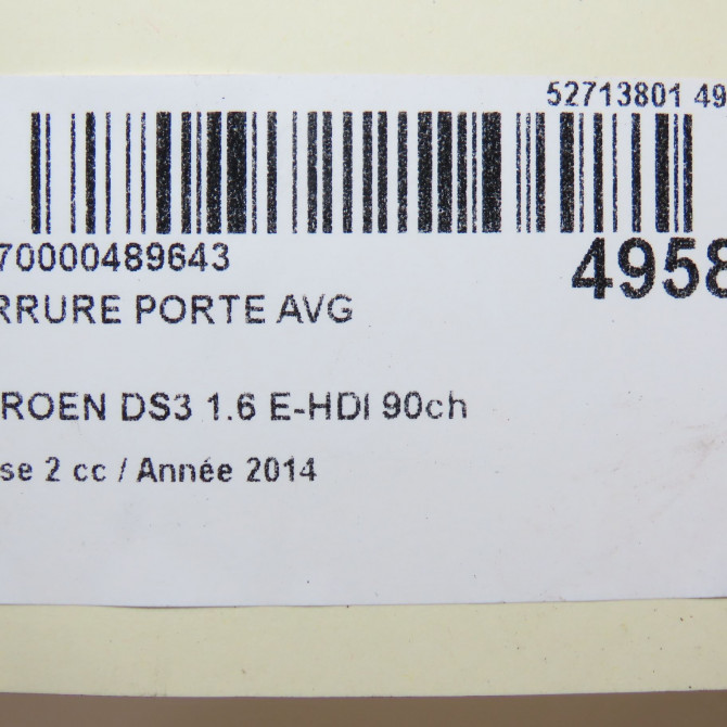 Serrure porte avg occasion CITROEN DS3 Phase 1 04-1995->04-1999 1.6 E-HDI 90ch 9800625280 8