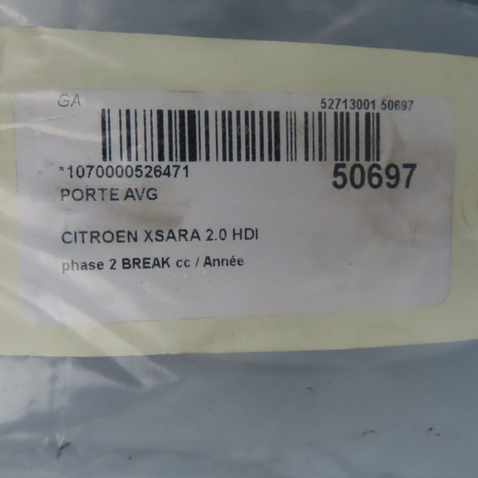 Porte avant gauche occasion CITROEN XSARA phase 2 BREAK 09-2000->12-2005 2.0 HDI 90ch 9002R7 5