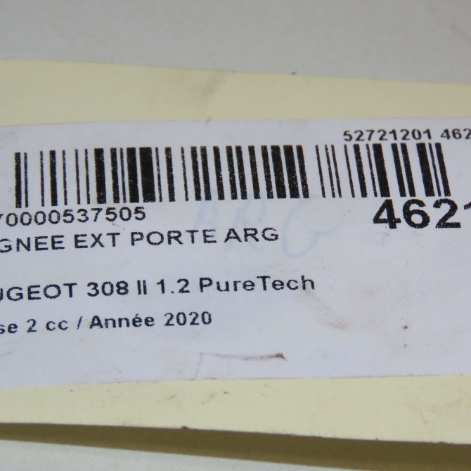 Poignee ext porte arg occasion PEUGEOT 308 II Phase 1 04-1995->04-1999 1.2 PureTech 110ch 980297831T 3