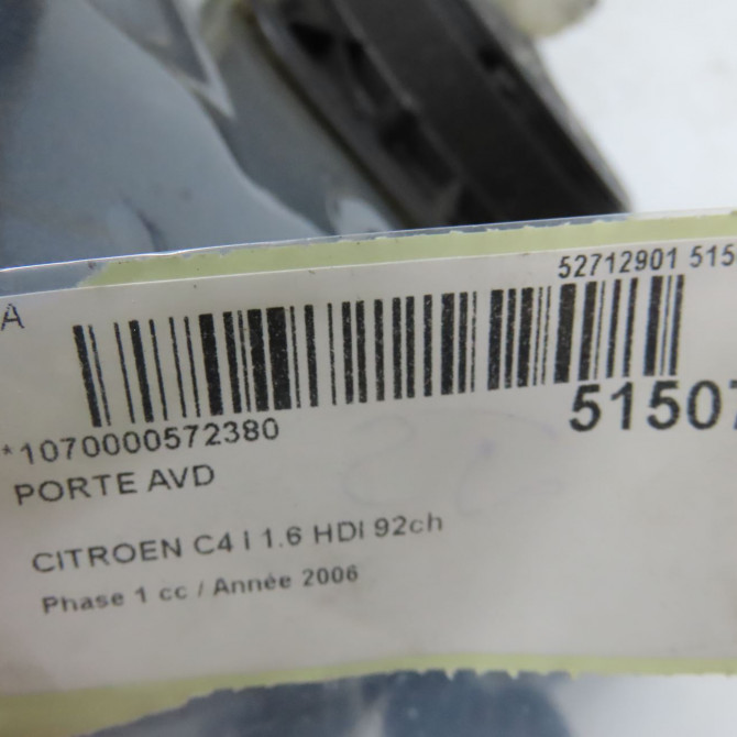 Porte avant droite occasion CITROEN C4 I Phase 1 11-2004->07-2008 1.6 HDI 92ch 9004W4 4