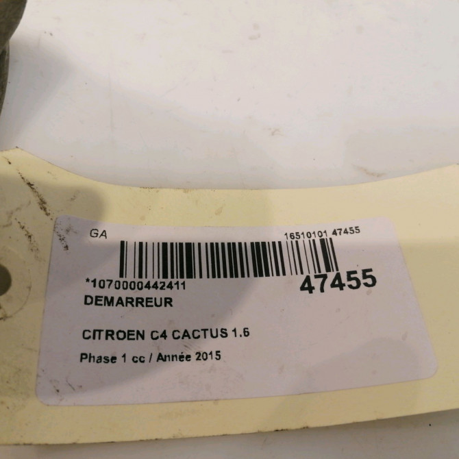 Démarreur occasion CITROEN C4 CACTUS Phase 1 02-2014->... 1.6 BlueHDI 100ch FAP 9675660680 5