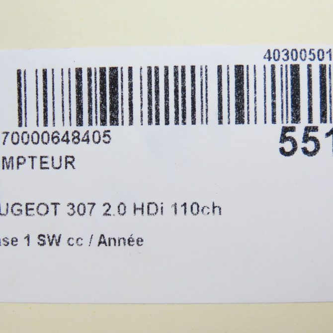 Compteur occasion PEUGEOT 307 Phase 1 SW 03-2002->07-2004 2.0 HDi 110ch 6104R2 6