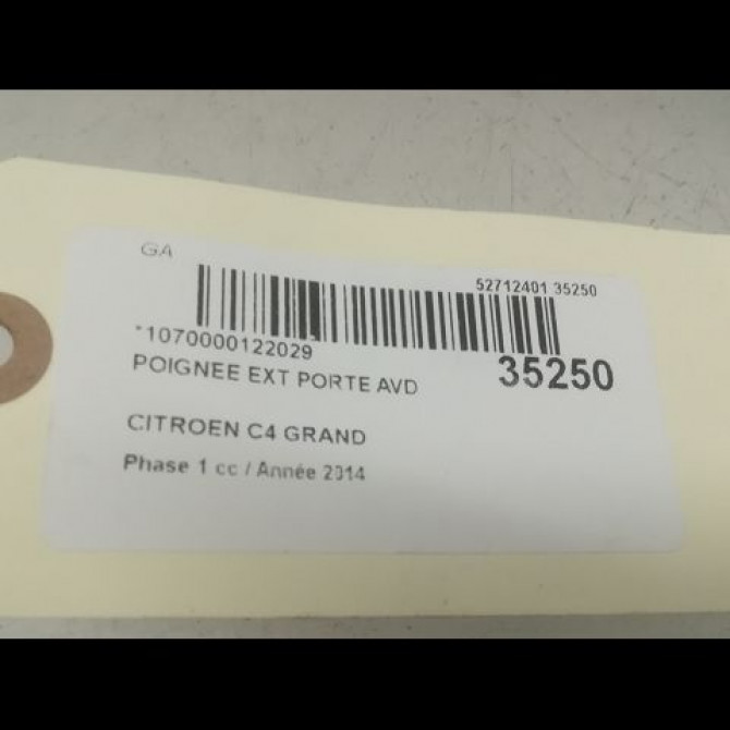 Poignee ext porte avd occasion CITROEN C4 GRAND PICASSO II Phase 1 04-2013->... 1.6 e-HDi 115ch 980297821T 3