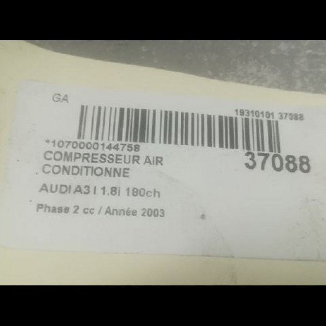 Compresseur air conditionne occasion AUDI A3 I Phase 2 10-2000->06-2003 1.8i 180ch 3