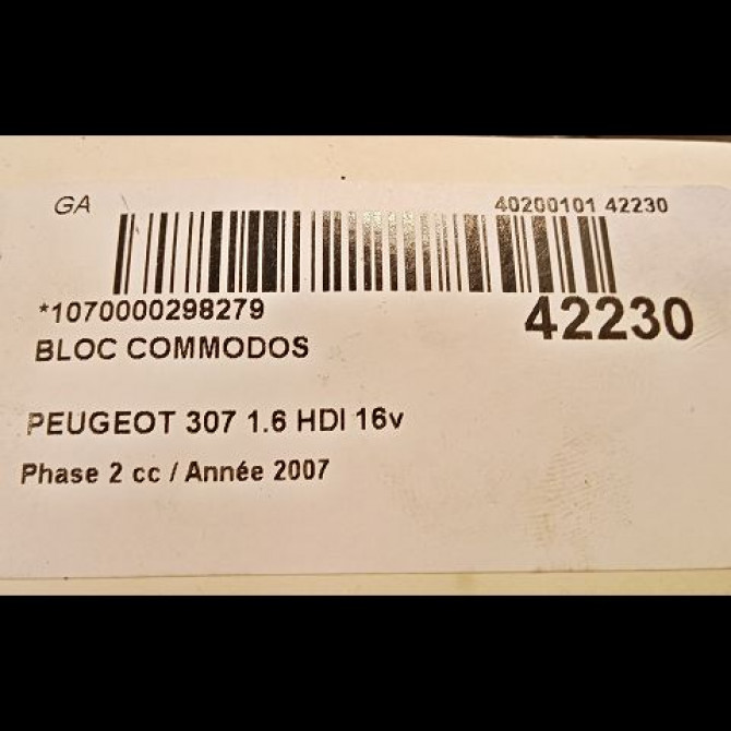 Bloc commodos occasion PEUGEOT 307 Phase 2 06-2005->03-2008 1.6 HDI 16v 110ch 98069978XT 5