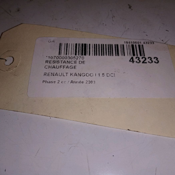 Resistance de chauffage occasion RENAULT KANGOO I Phase 2 03-2003->06-2010 1.5 DCI 65ch 7701034875 2