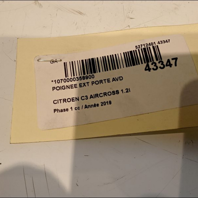 Poignee ext porte avd occasion CITROEN 146 Phase 1 04-1995->04-1999 1.2i PureTech 110ch 980297821T 3