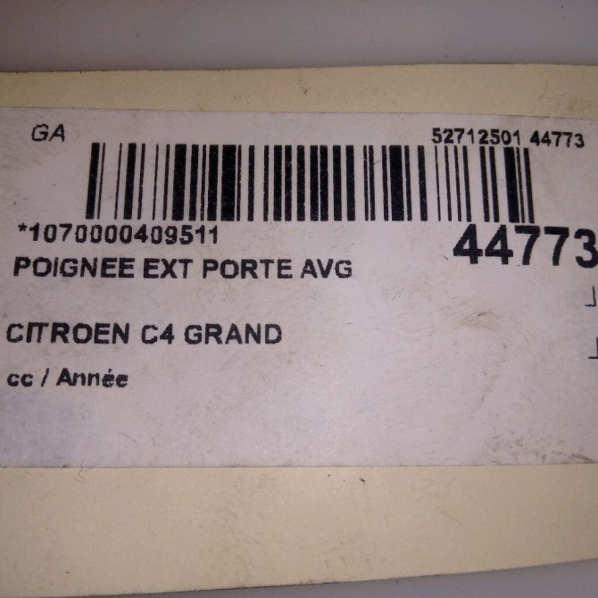 Poignee ext porte avg occasion CITROEN C4 GRAND PICASSO II 980297811T 4