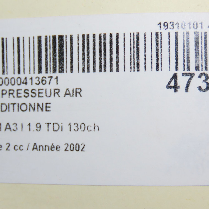 Compresseur air conditionne occasion AUDI A3 I Phase 2 10-2000->06-2003 1.9 TDi 130ch 7