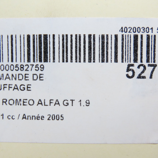 Commande de chauffage occasion ALFA ROMEO ALFA GT Phase 1 03-2004->12-2010 1.9 JTDm 150ch 156051369 6