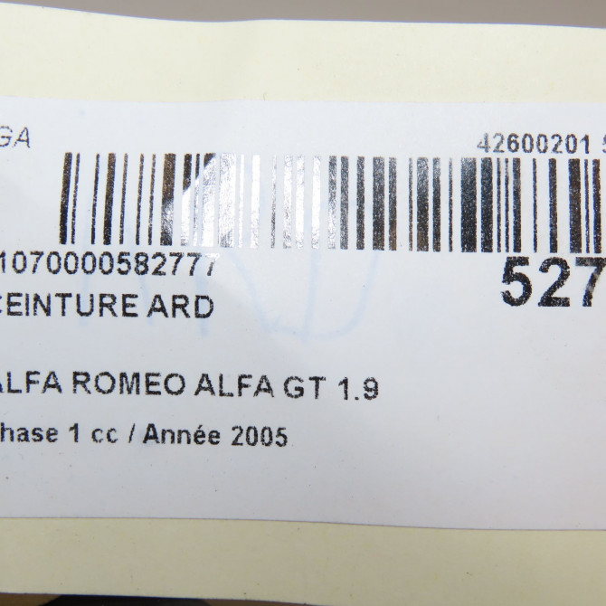 Ceinture arrière droite occasion ALFA ROMEO ALFA GT Phase 1 03-2004->12-2010 1.9 JTDm 150ch 156052010 5