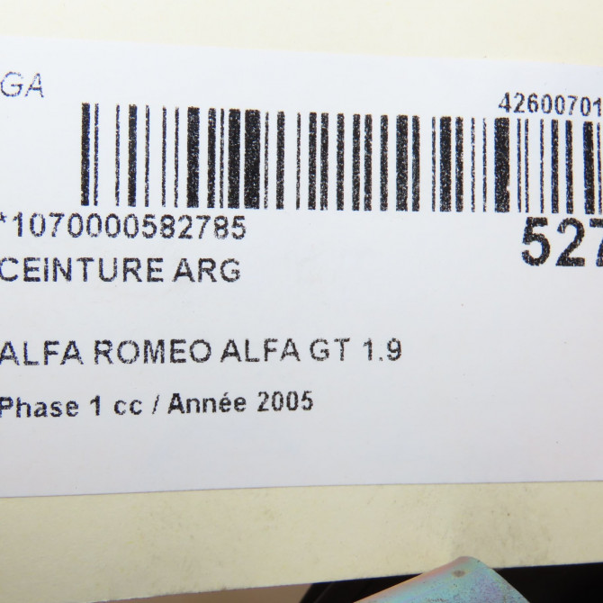 Ceinture arrière gauche occasion ALFA ROMEO ALFA GT Phase 1 03-2004->12-2010 1.9 JTDm 150ch 156052011 5