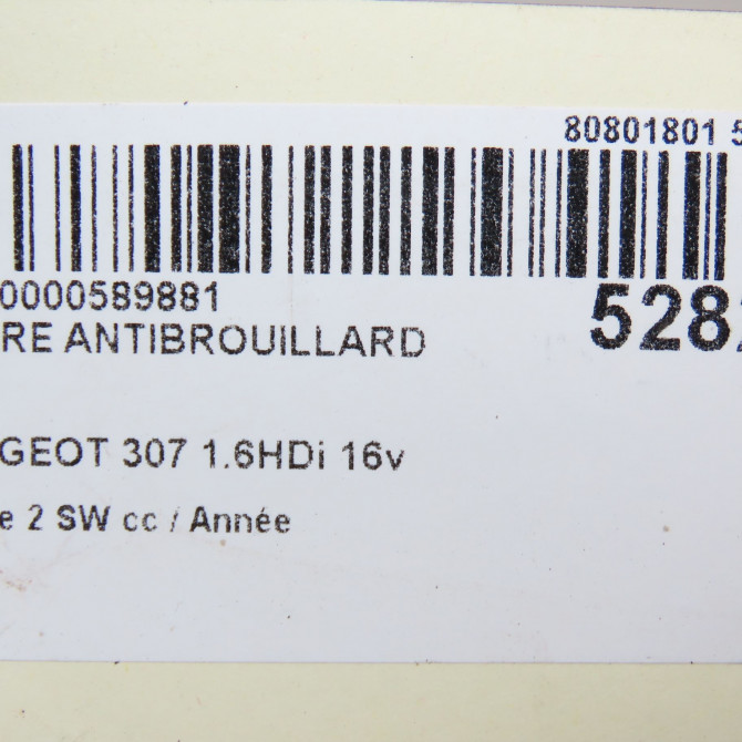 Phare antibrouillard avant gauche occasion PEUGEOT 307 Phase 2 SW 06-2005->07-2008 1.6HDi 16v FAP 110ch 5