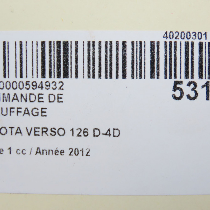 Commande de chauffage occasion TOYOTA VERSO Phase 1 06-2009->12-2012 126 D-4D 6